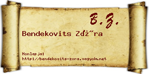 Bendekovits Zóra névjegykártya